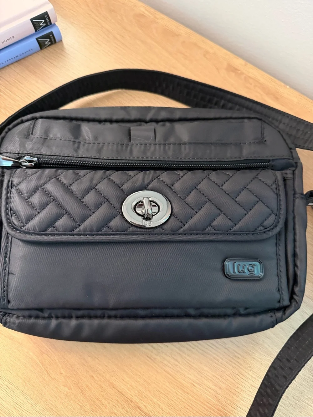 Lug Switch Black Quilted Crossbody Bag